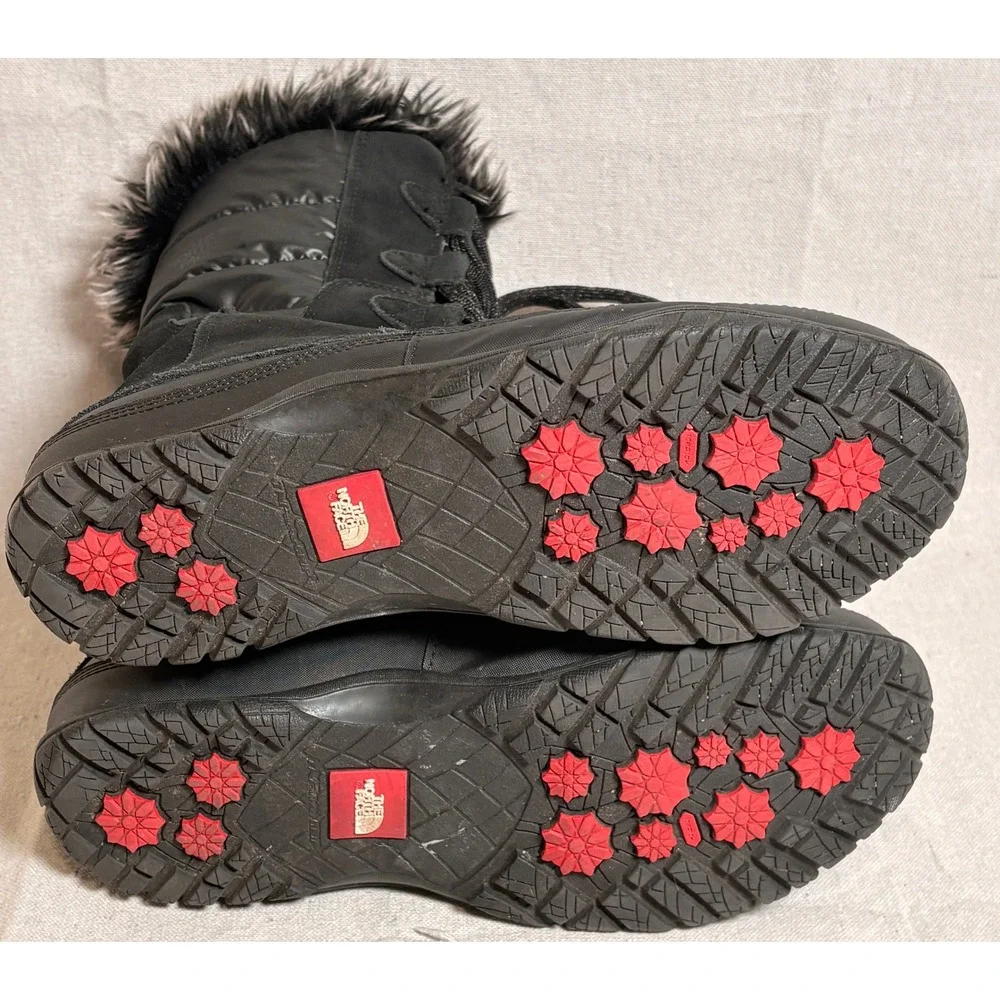 The North Face‎ Nuptse Purna Waterproof Winter Boots Black Fux Fur 9.5